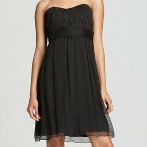 AMSALE Black Silk Chiffon Strapless Dress